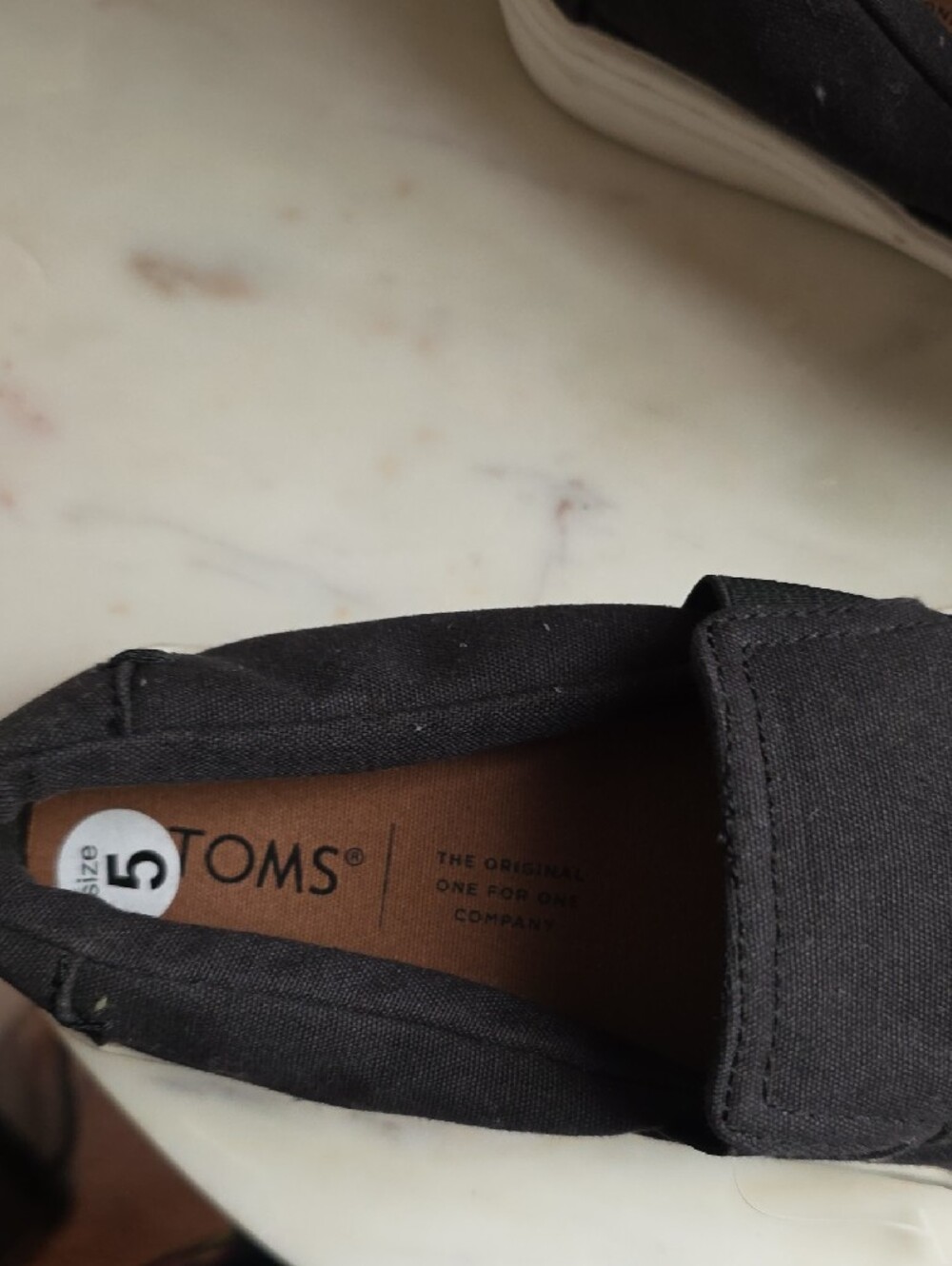 Toms Black Canvas Slip-On Mocs with White Outsole - Picture 2 of 5